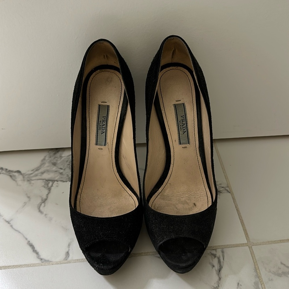 Prada peep toe pumps